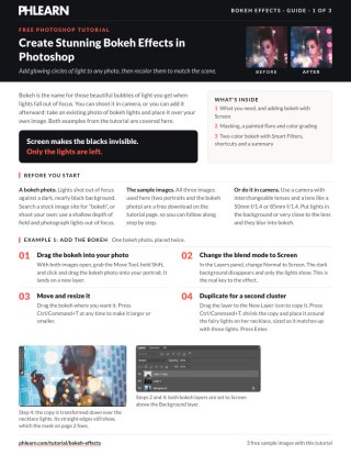 Page 1 of the free Create Stunning Bokeh Effects in Photoshop PDF guide