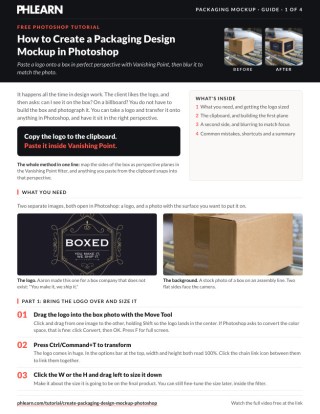 Page 1 of the free Create a Packaging Design Mockup 2016 PDF guide