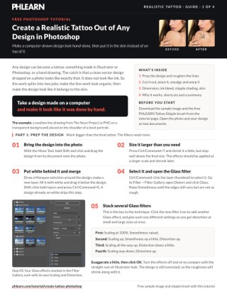 Page 1 of the free Create a Realistic Tattoo Out of Any Design PDF guide