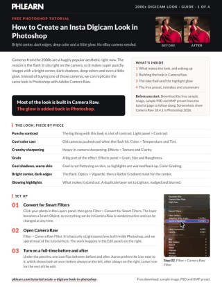 Page 1 of the free 2000s Digicam Look PDF guide