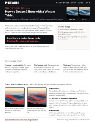 Page 1 of the free Dodge and Burn with a Wacom Tablet PDF guide
