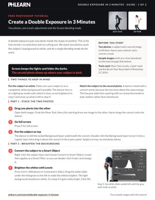 Page 1 of the free Double Exposure in 3 Minutes PDF guide