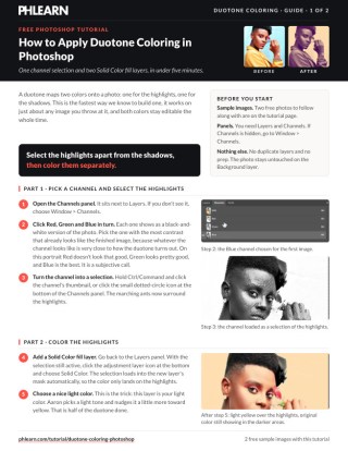 Page 1 of the free Duotone Coloring in Photoshop PDF guide