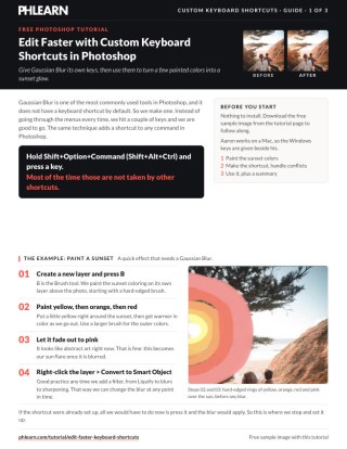 Page 1 of the free Edit Faster with Custom Keyboard Shortcuts PDF guide