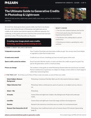 Page 1 of the free Generative Credits in Photoshop and Lightroom PDF guide