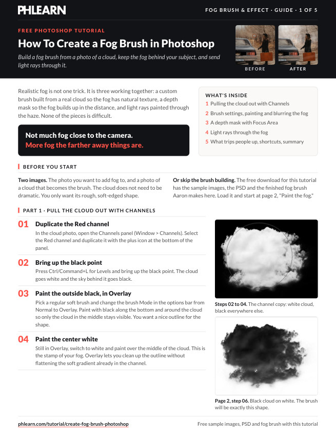 Page 1 of the free How To Create a Fog Brush in Photoshop PDF guide