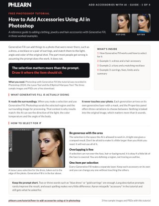 Page 1 of the free How to Add Accessories Using AI in Photoshop PDF guide