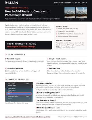Page 1 of the free How to Add Realistic Clouds with Blend If PDF guide