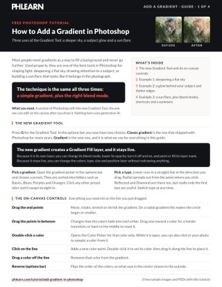 Page 1 of the free How to Add a Gradient in Photoshop PDF guide