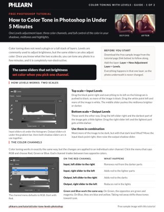 Page 1 of the free How to Color Tone in Photoshop in Under 5 Minutes PDF guide