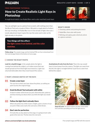 Page 1 of the free How to Create Realistic Light Rays in Photoshop PDF guide