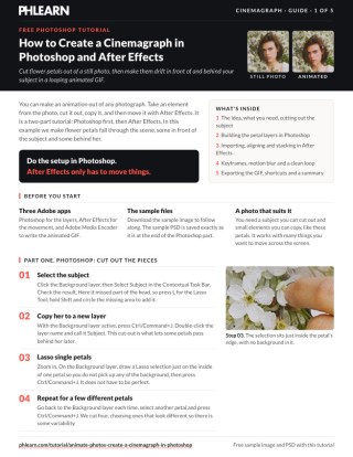 Page 1 of the free How to Create a Cinemagraph in Photoshop and After Effects PDF guide