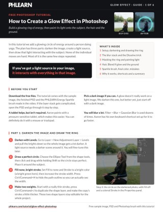 Page 1 of the free How to Create a Glow Effect in Photoshop PDF guide
