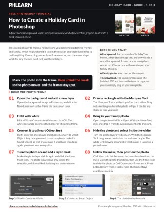 Page 1 of the free How to Create a Holiday Card in Photoshop PDF guide