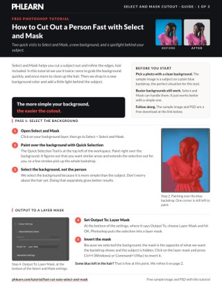 Page 1 of the free How to Cut Out a Person Fast with Select and Mask PDF guide