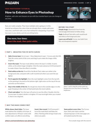 Page 1 of the free How to Enhance Eyes in Photoshop PDF guide