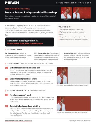 Page 1 of the free How to Extend Backgrounds in Photoshop PDF guide