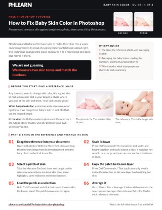 Page 1 of the free How to Fix Baby Skin Color in Photoshop PDF guide