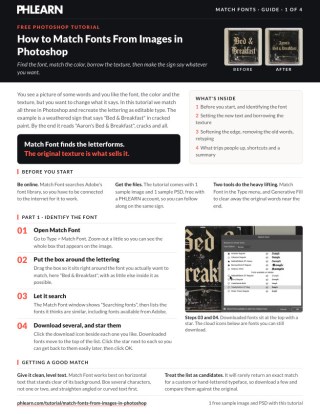 Page 1 of the free How to Match Fonts From Images in Photoshop PDF guide