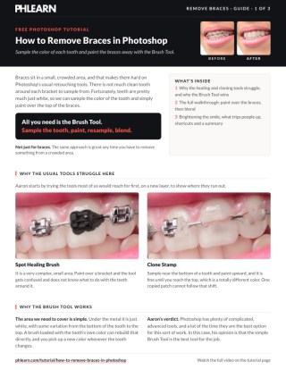 Page 1 of the free How to Remove Braces in Photoshop PDF guide