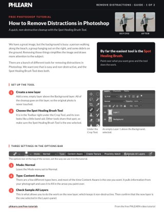 Page 1 of the free How to Remove Distractions in Photoshop PDF guide