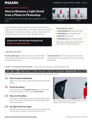 Page 1 of the free How to Remove a Light Stand in Photoshop PDF guide