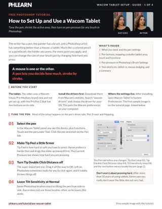 Page 1 of the free How to Set Up and Use a Wacom Tablet PDF guide