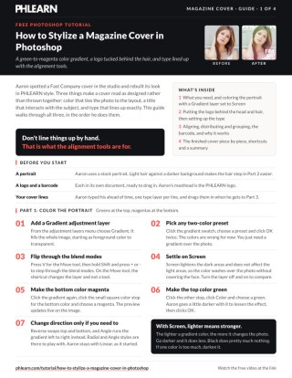 Page 1 of the free How to Stylize a Magazine Cover in Photoshop PDF guide