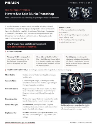 Page 1 of the free How to Use Spin Blur in Photoshop PDF guide