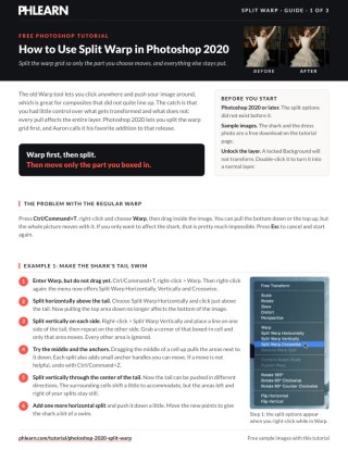 Page 1 of the free How to Use Split Warp in Photoshop 2020 PDF guide