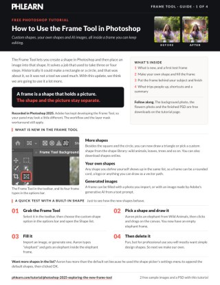 Page 1 of the free How to Use the Frame Tool in Photoshop PDF guide