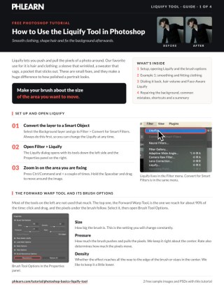 Page 1 of the free How to Use the Liquify Tool in Photoshop PDF guide