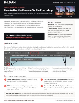 Page 1 of the free How to Use the Remove Tool in Photoshop PDF guide