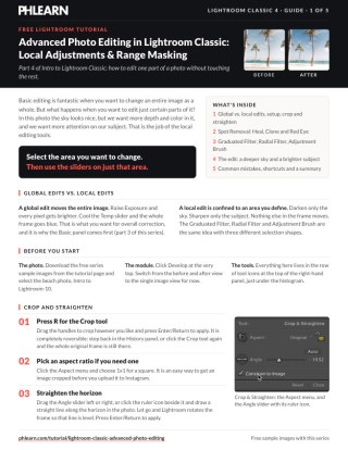 Page 1 of the free Lightroom Classic 4 Advanced Photo Editing PDF guide