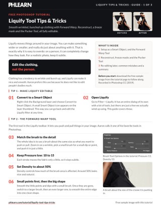 Page 1 of the free Liquify Tool Tips and Tricks PDF guide
