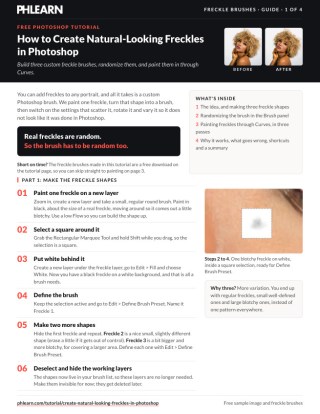 Page 1 of the free Natural Looking Freckles in Photoshop PDF guide