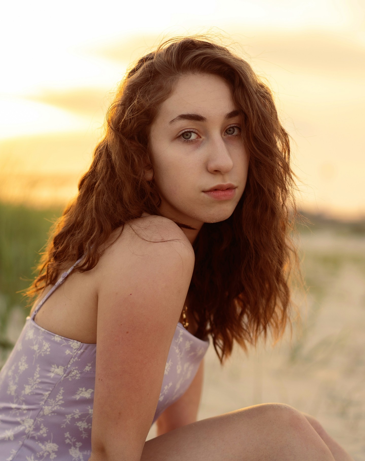 After: the beach grass portrait with the Light Dark Orange duotone Photoshop action