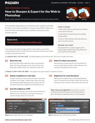 Page 1 of the free Sharpen and Export for the Web PDF guide