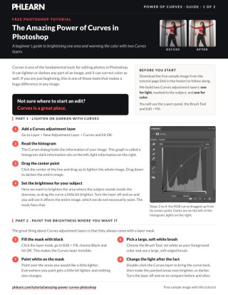 Page 1 of the free The Amazing Power of Curves in Photoshop PDF guide