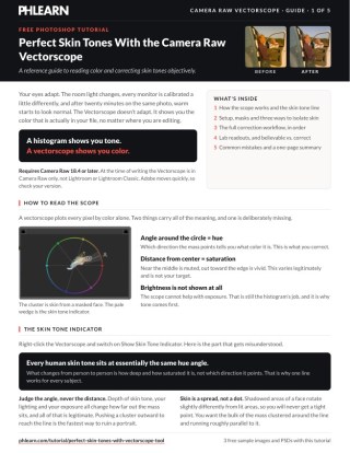 Page 1 of the free Camera Raw Vectorscope PDF guide