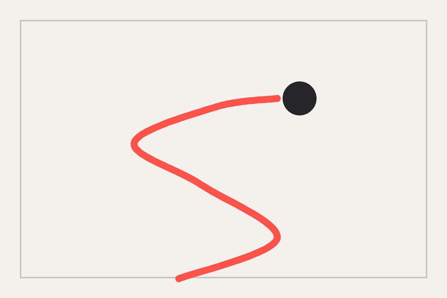 Diagram of an S-shaped curved leading line winding up to the subject