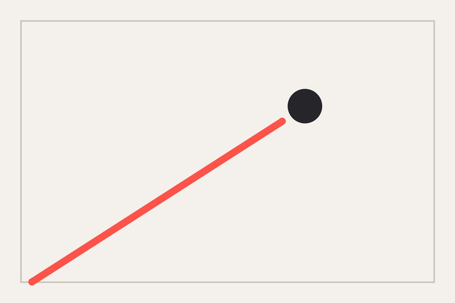 Diagram of a diagonal leading line running from the bottom corner to the subject