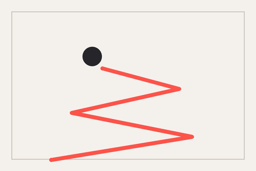 Diagram of a zigzag leading line switching back and forth up to the subject